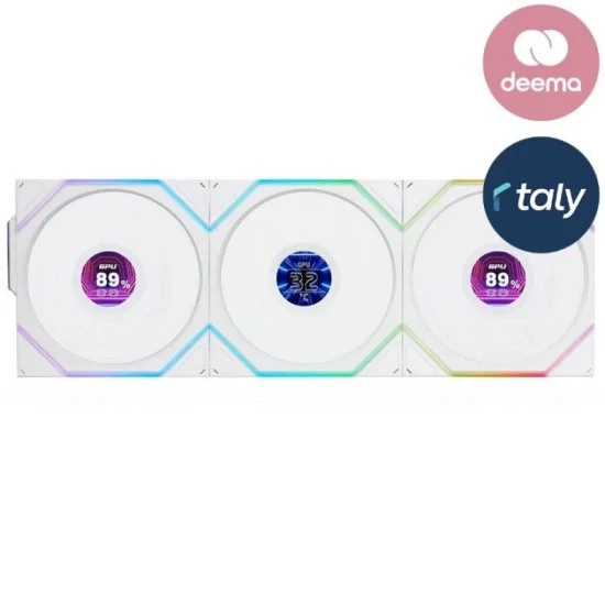 LIAN LI UNI FAN TL-LCD Wireless 120mm ARGB Case Fans with 1.6" LCD Screen 3 Pack - White